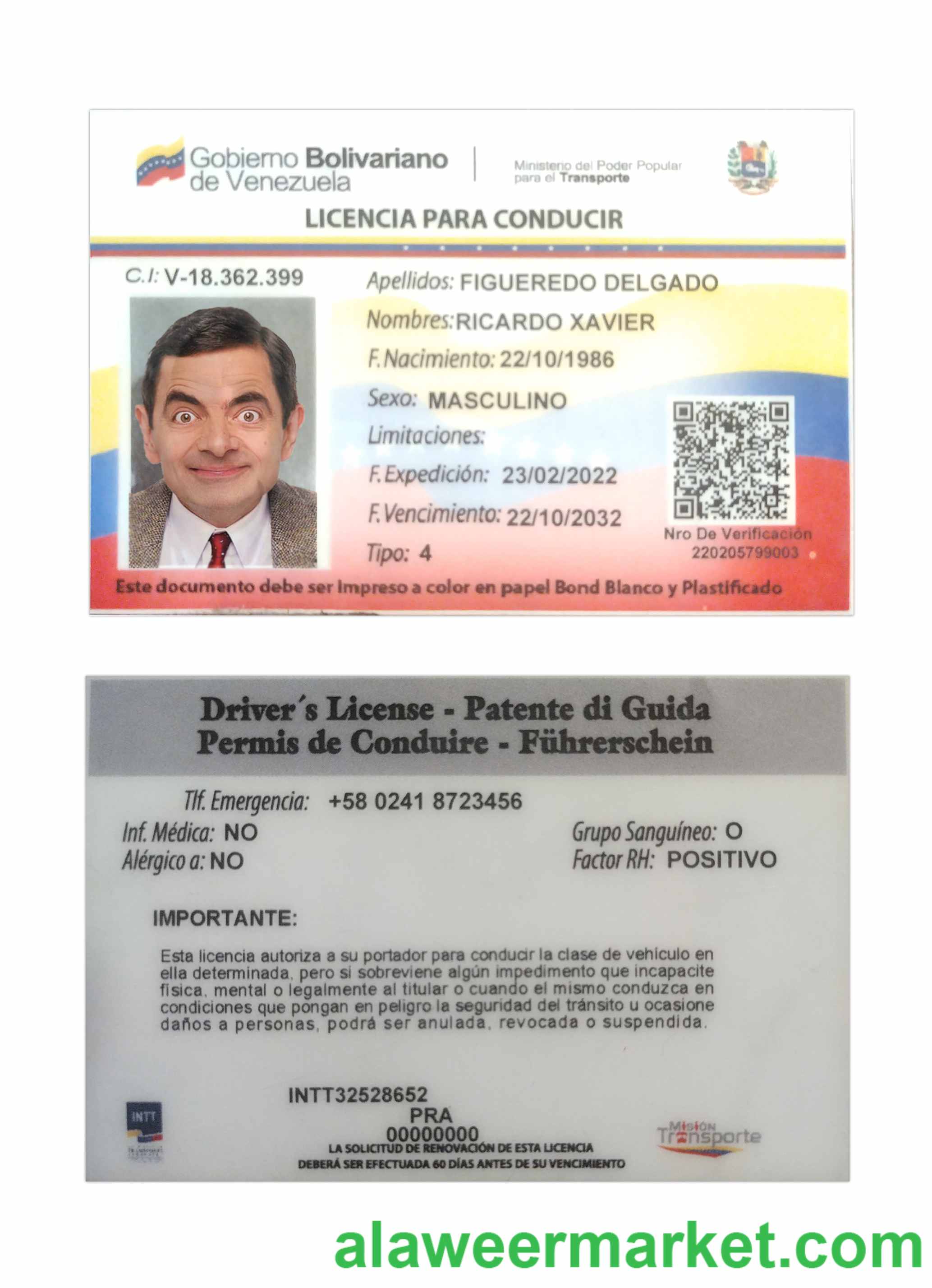 Venezuela driving license 2022-present